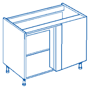 drawing of a hi-line corner base kitchen unit