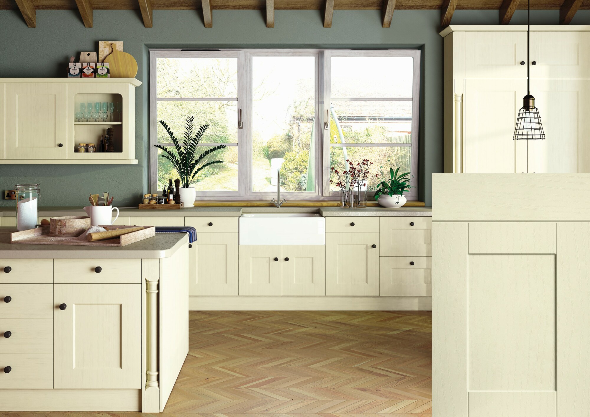 shaker kitchen door - oakgrain cream