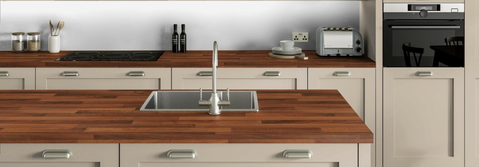 Walnut Block Laminate Kitchen 38mm Worktop | Furniture Doors