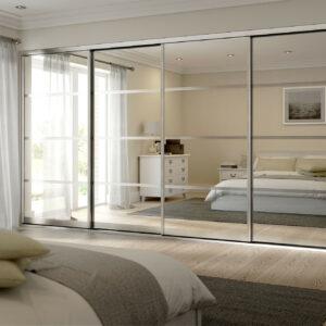 4 pane bedroom sliding doors with all doors mirrored